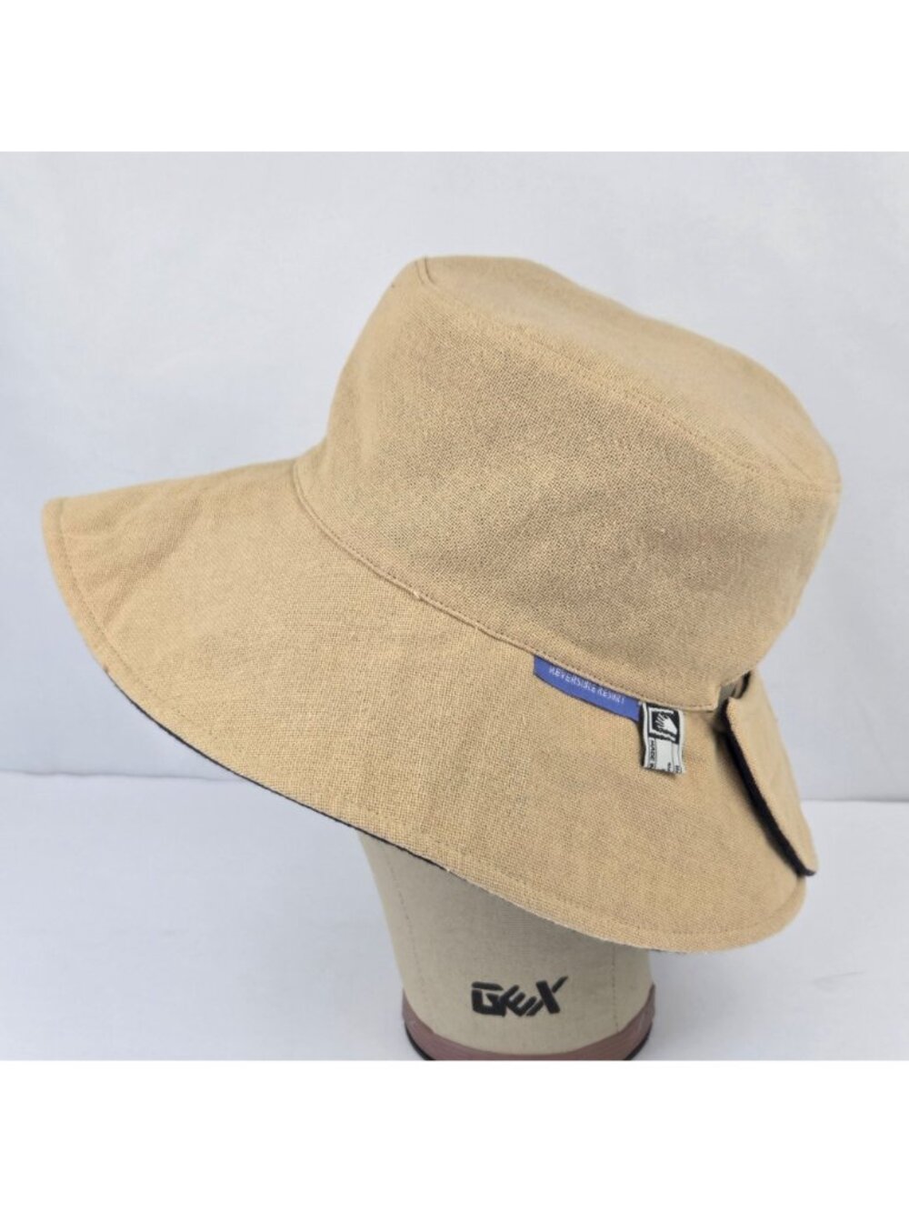 Wallaroo Reversible Resort Hat Tan & Black Wide Brim Sun Protection Cotton Blend - Picture 5 of 14